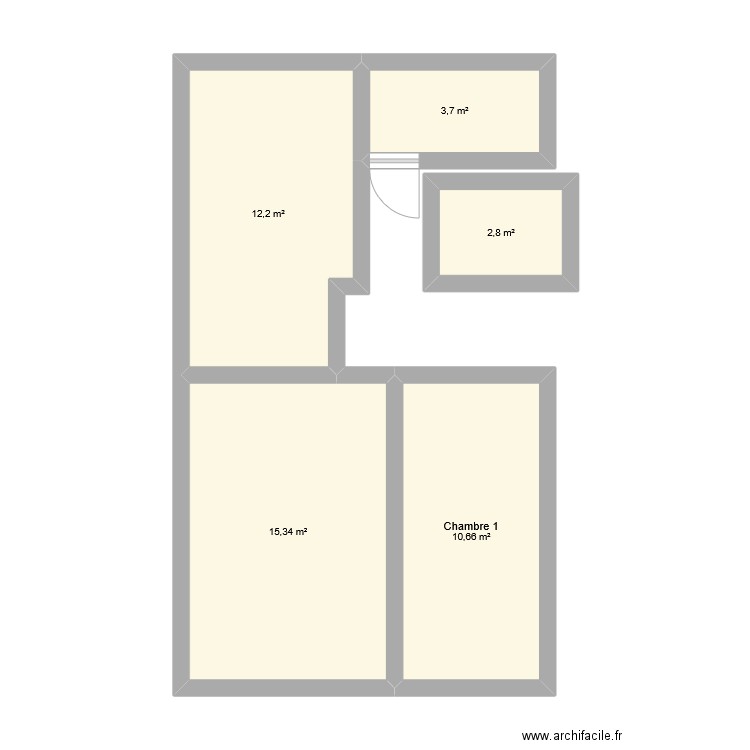 Remontas. Plan de 5 pièces et 45 m2