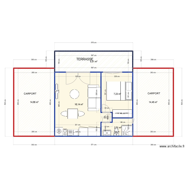 base studio 2. Plan de 6 pièces et 64 m2