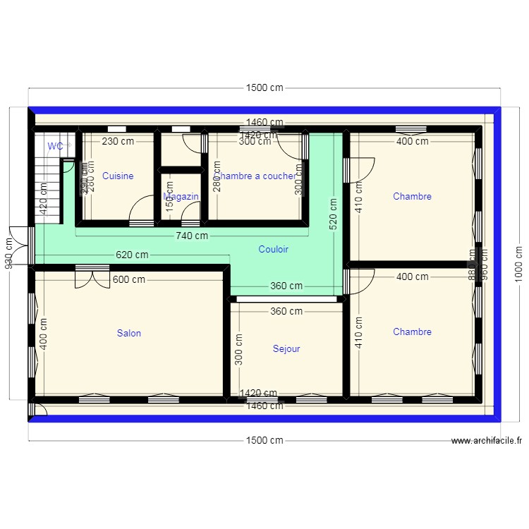 15X10 N 44223198. Plan de 10 pièces et 124 m2