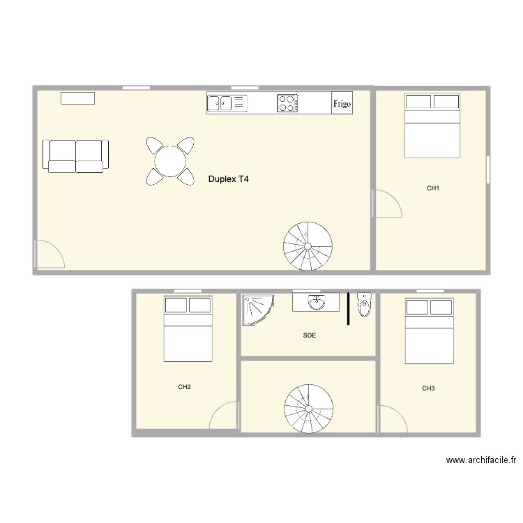 JOUBERT_T4. Plan de 6 pièces et 104 m2