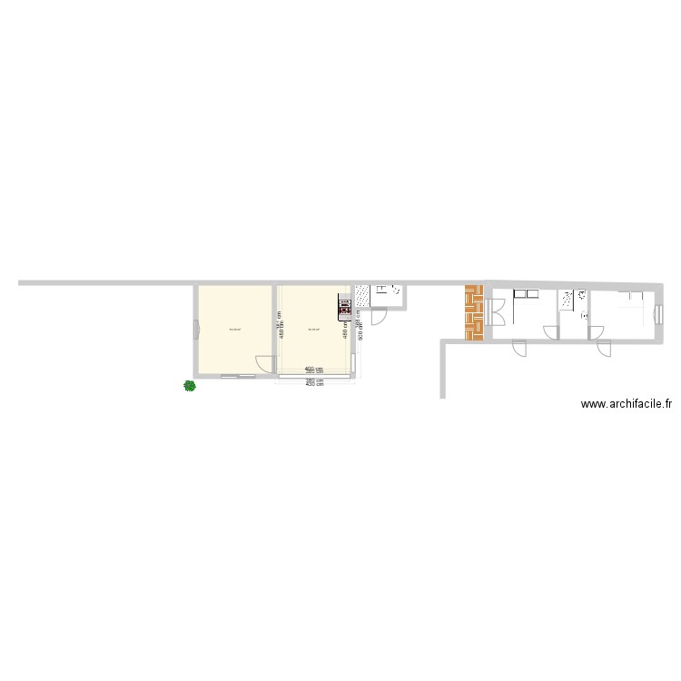 extension 2. Plan de 2 pièces et 38 m2