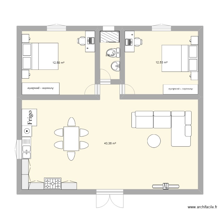 Grand. Plan de 4 pièces et 71 m2