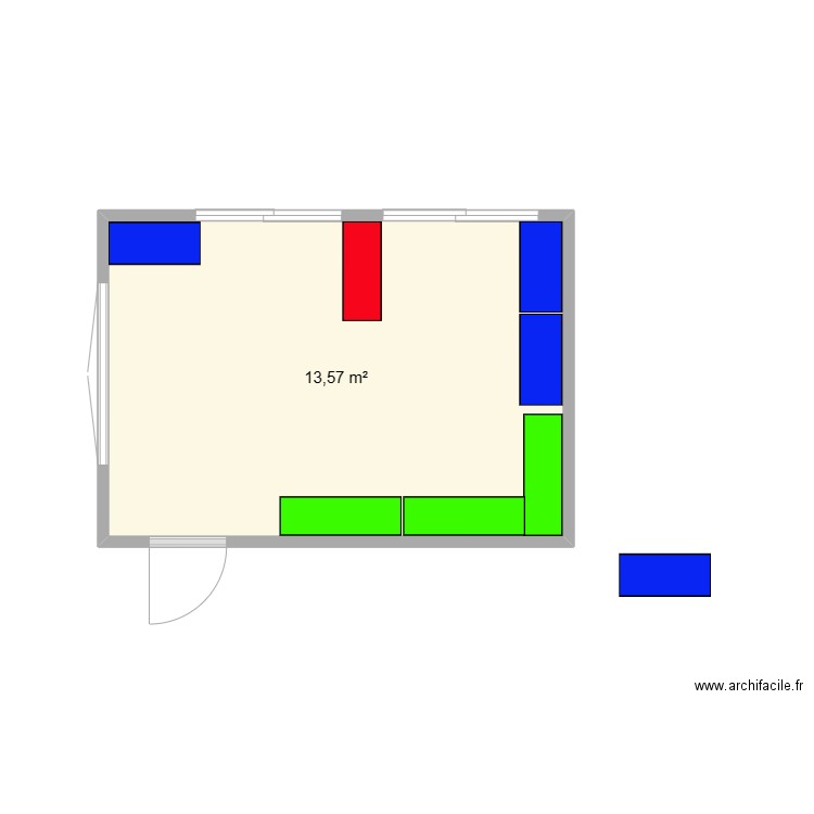 plan debot. Plan de 1 pièce et 14 m2