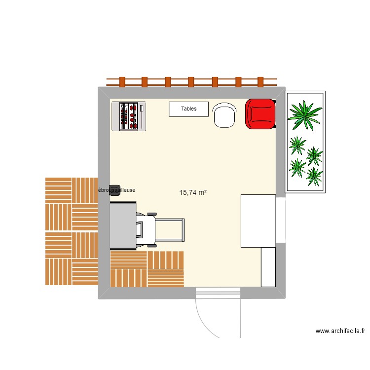 Cabane jardin 15,74m2. Plan de 1 pièce et 16 m2