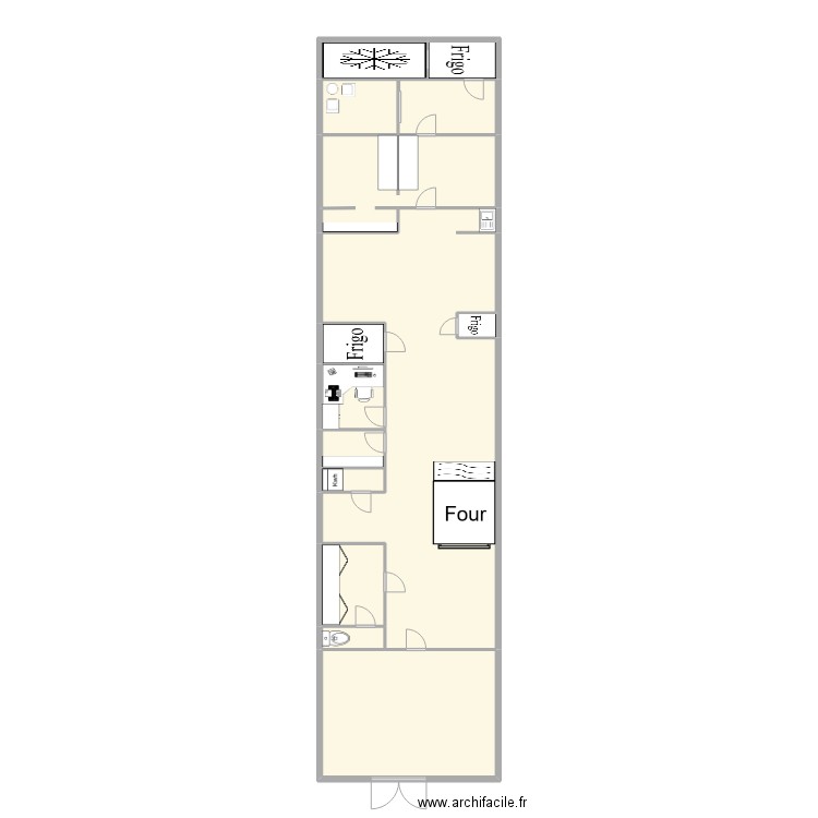 BOULANGERIE. Plan de 14 pièces et 81 m2