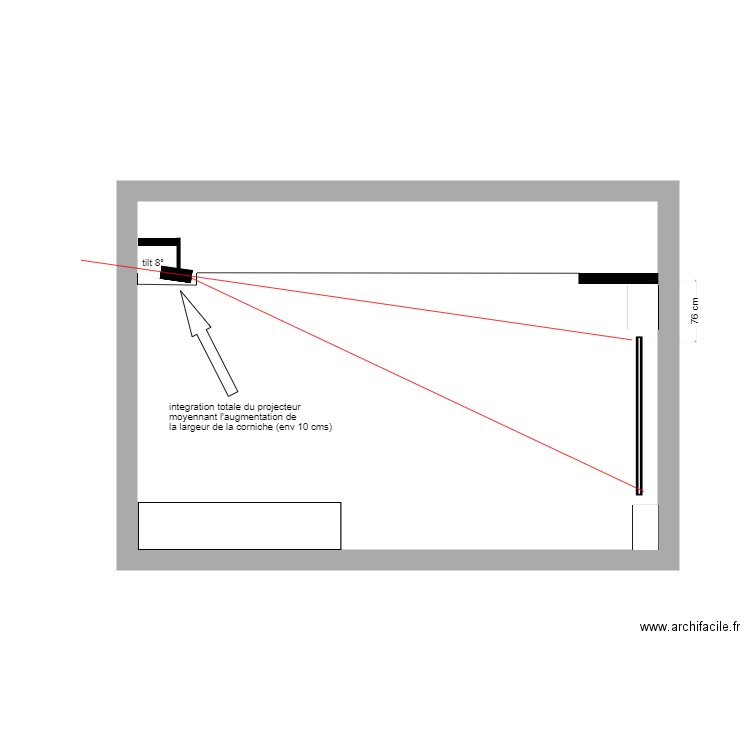 k3 simulation projecteur. Plan de 1 pièce et 28 m2