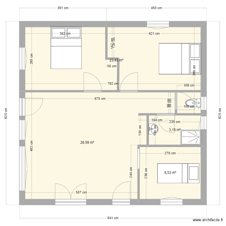 langon. Plan de 4 pièces et 60 m2