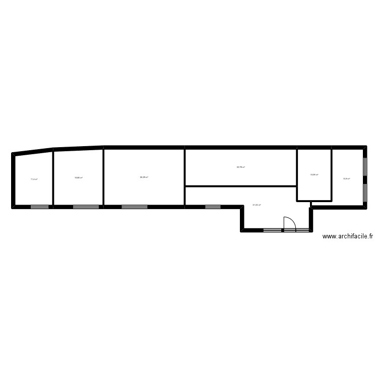 91CM14G Existant. Plan de 7 pièces et 120 m2