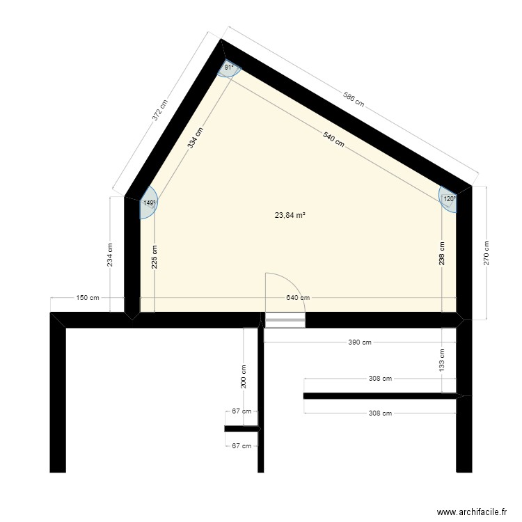 extension maison 1. Plan de 1 pièce et 24 m2