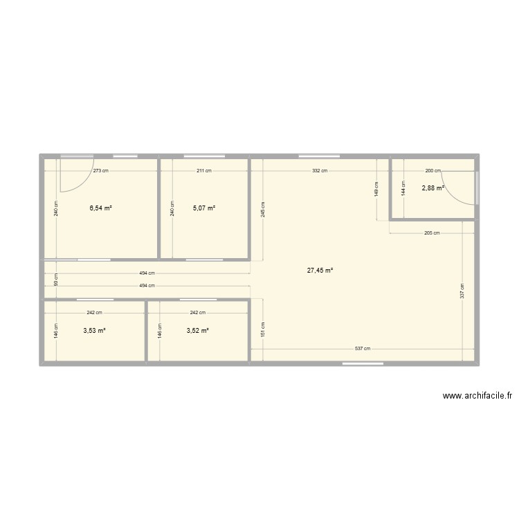 Plan Fromagerie. Plan de 6 pièces et 49 m2