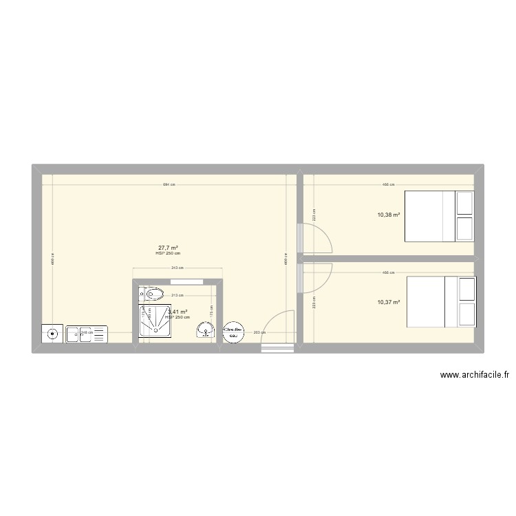 essai1. Plan de 4 pièces et 52 m2