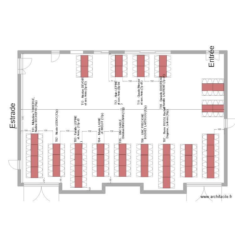 Plan de table 08. Plan de 1 pièce et 315 m2