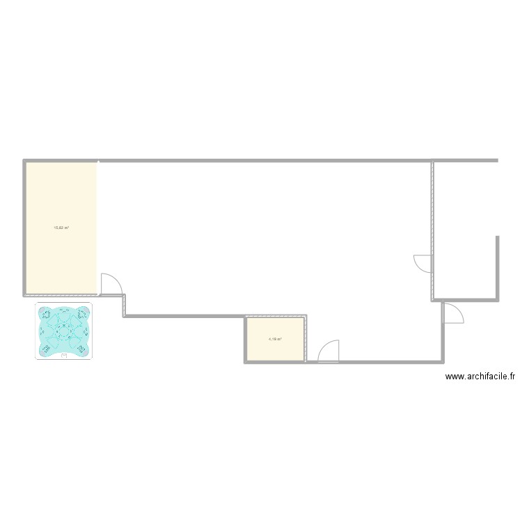 bureau. Plan de 2 pièces et 20 m2