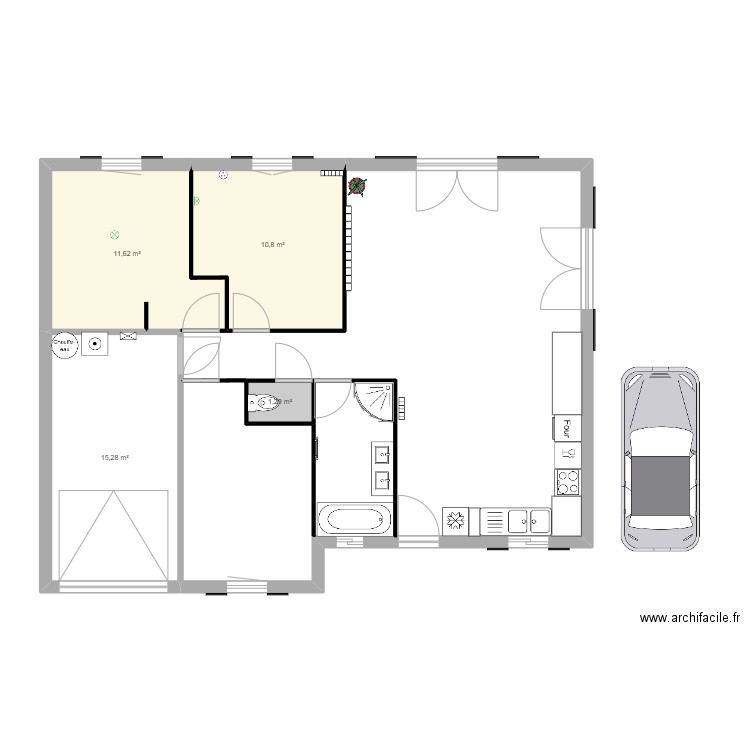 thibault maison. Plan de 4 pièces et 39 m2