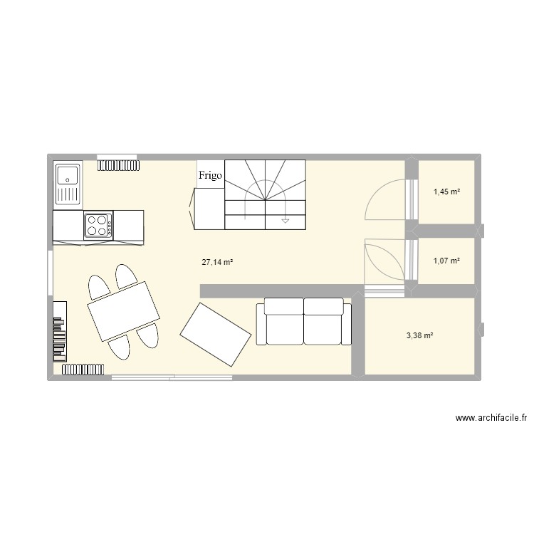 Blain. Plan de 4 pièces et 33 m2