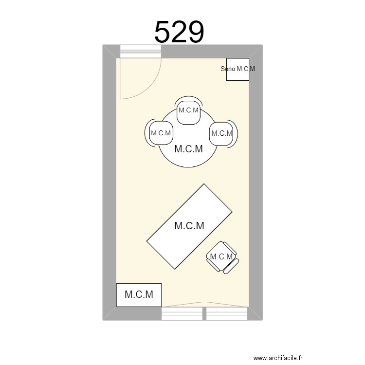 Bureau R 529 - M.C.MABROUKI. Plan de 1 pièce et 13 m2