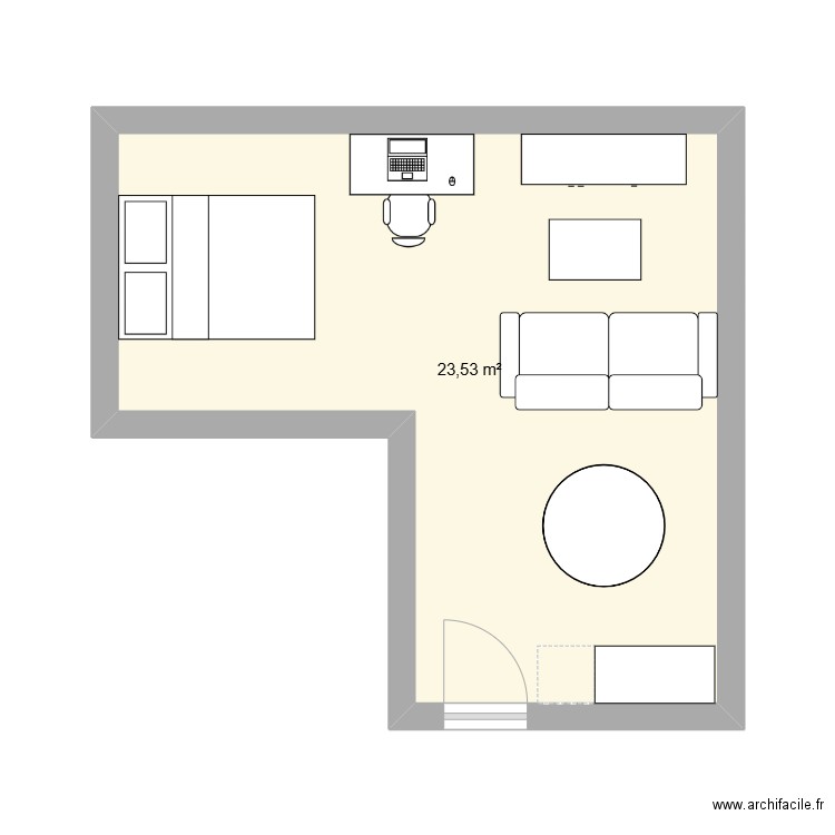 Nation appartement. Plan de 1 pièce et 24 m2