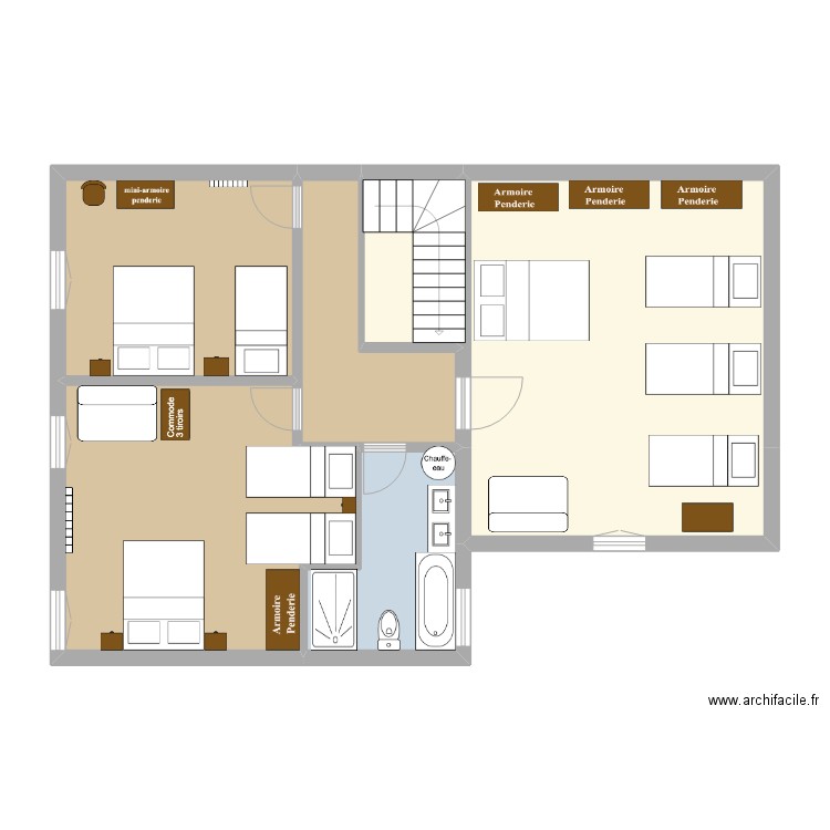 Aménagement Etage LGDV sept 2024. Plan de 6 pièces et 83 m2