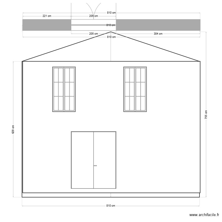 plan de façade. Plan de 0 pièce et 0 m2