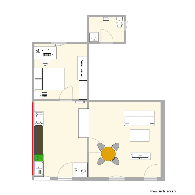 Maison. Plan de 3 pièces et 52 m2