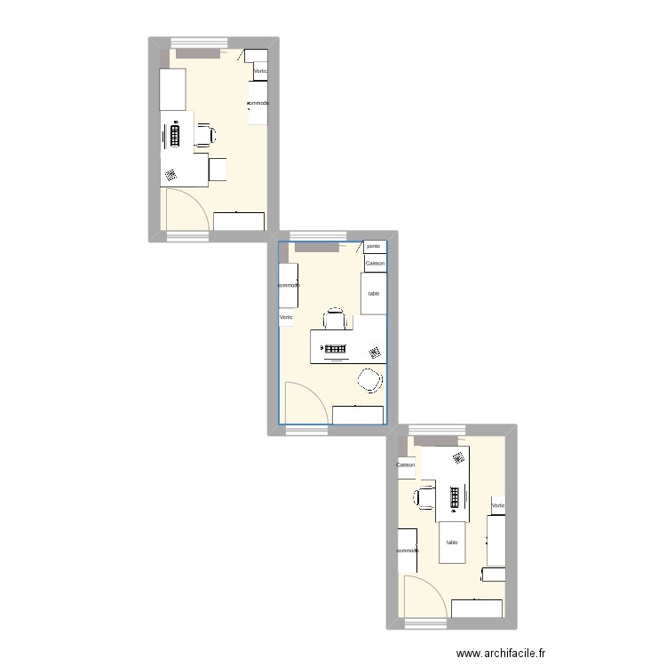 bureau isabelle. Plan de 3 pièces et 33 m2