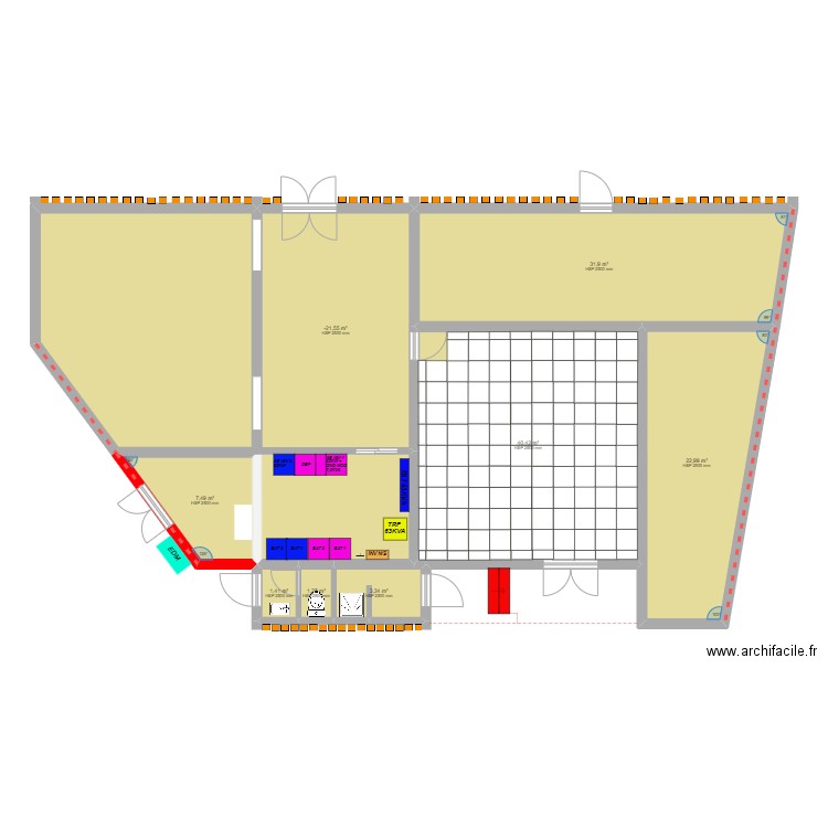 Mdz Poste Proposit° Extens°. Plan de 8 pièces et 137 m2