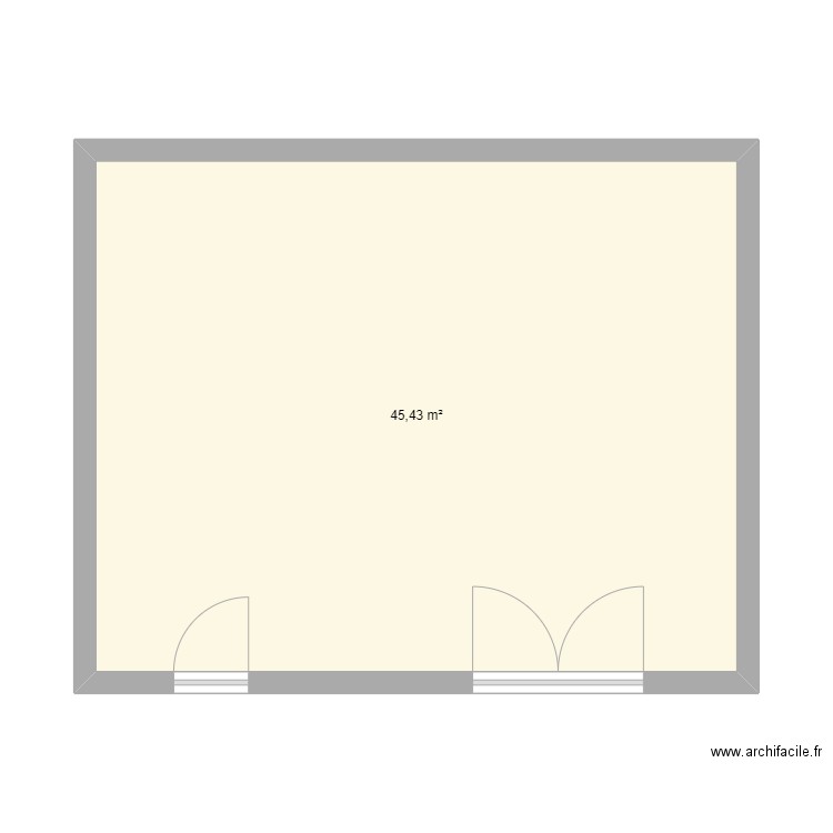 Cabane étang. Plan de 1 pièce et 45 m2