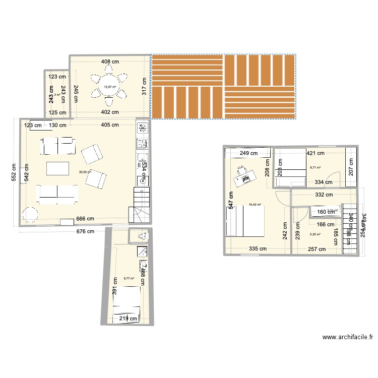 Saint Briac extension. Plan de 8 pièces et 97 m2