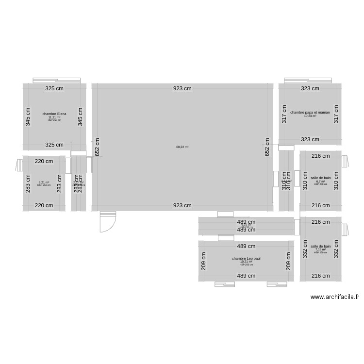 maison a construire. Plan de 10 pièces et 122 m2