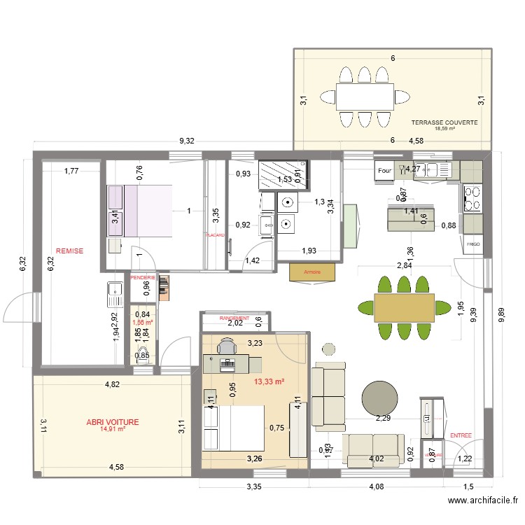 MAISON VERSION 2.2 SALLE EAU EST. Plan de 4 pièces et 48 m2