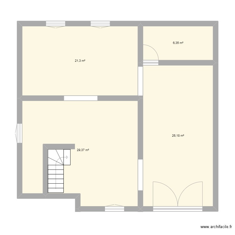 Amenagement sous sol. Plan de 4 pièces et 83 m2