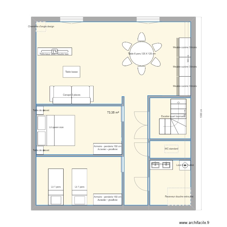 APPARTEMENT MARSEILLAN. Plan de 1 pièce et 73 m2