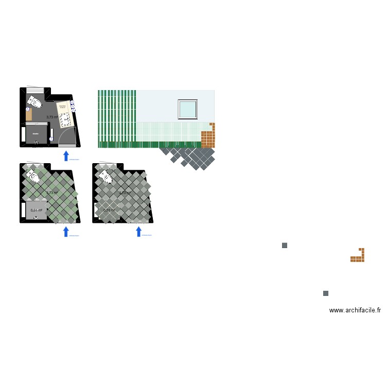 Salle de bain Ujué et électricité . Plan de 6 pièces et 14 m2