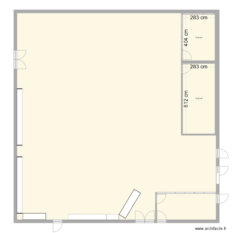 libre service base de Soissons. Plan de 3 pièces et 41 m2