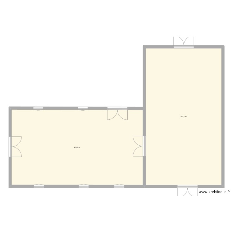 hangar ZP45. Plan de 2 pièces et 199 m2