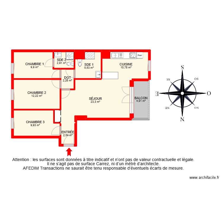 BI25388-. Plan de 14 pièces et 97 m2