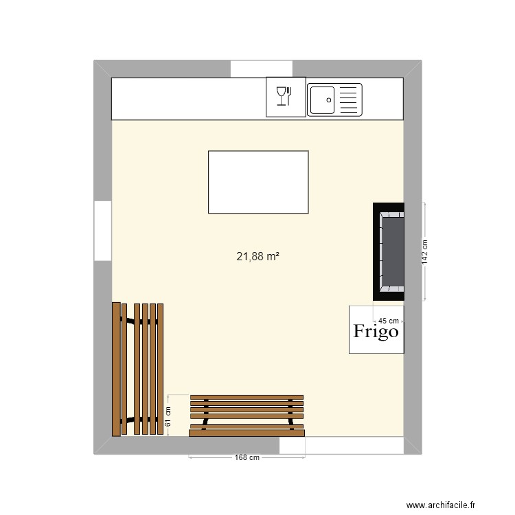 Maison. Plan de 1 pièce et 22 m2