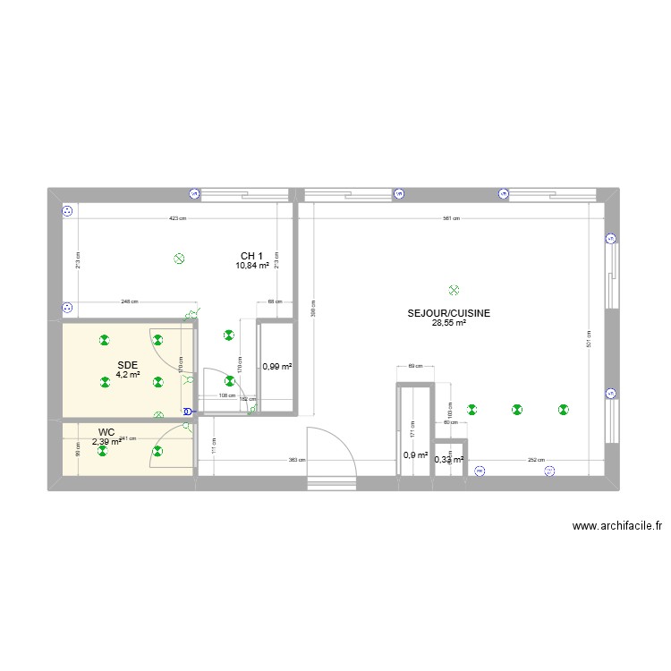 ELEC. Plan de 7 pièces et 48 m2