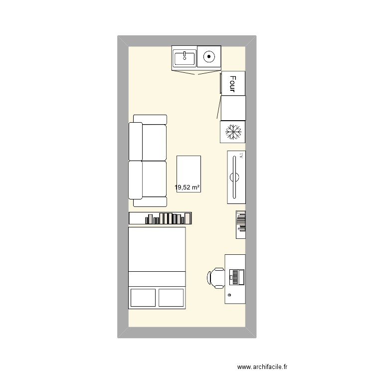 npc 2 . Plan de 1 pièce et 20 m2