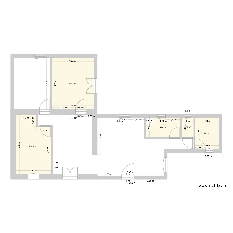 LOGE BAILLARD. Plan de 5 pièces et 38 m2