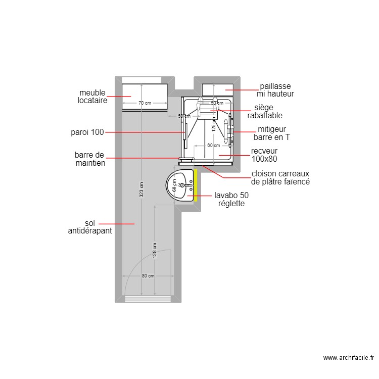 bouta. Plan de 1 pièce et 4 m2