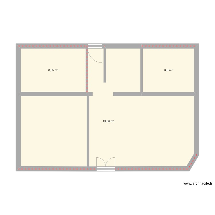 larochefoucauld. Plan de 3 pièces et 58 m2