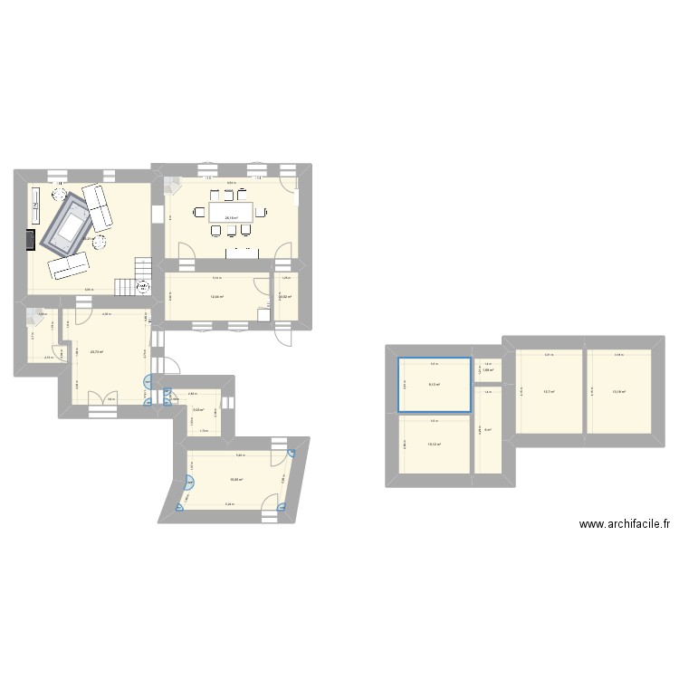 Maison. Plan de 13 pièces et 172 m2