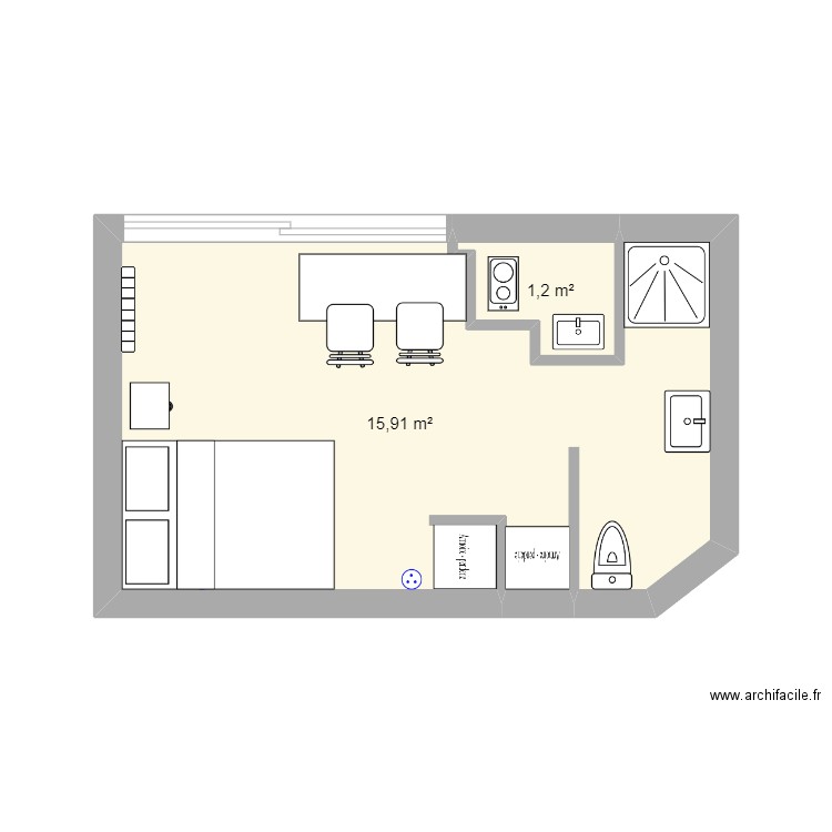 Studio 361 THIERS. Plan de 2 pièces et 17 m2