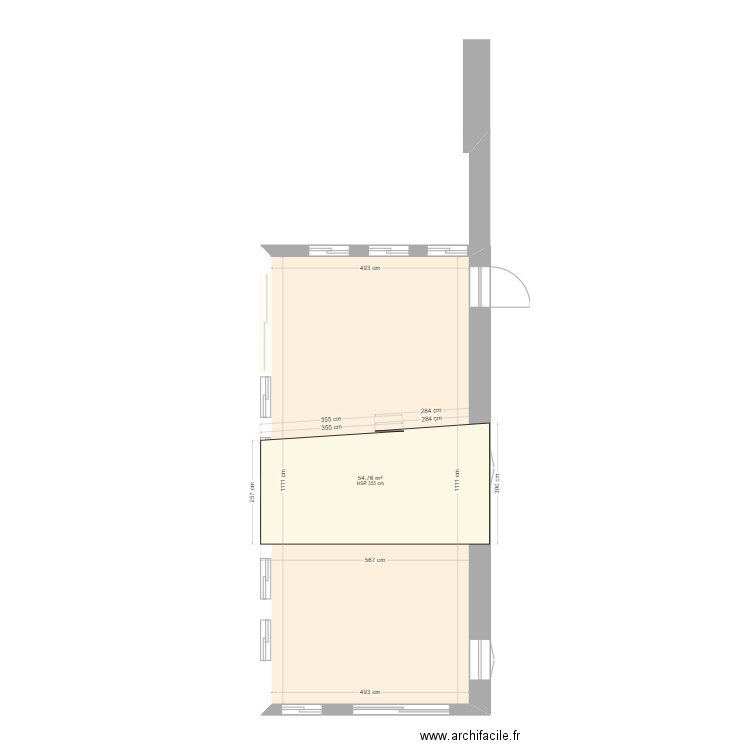 BRIGITTE 1. Plan de 1 pièce et 55 m2