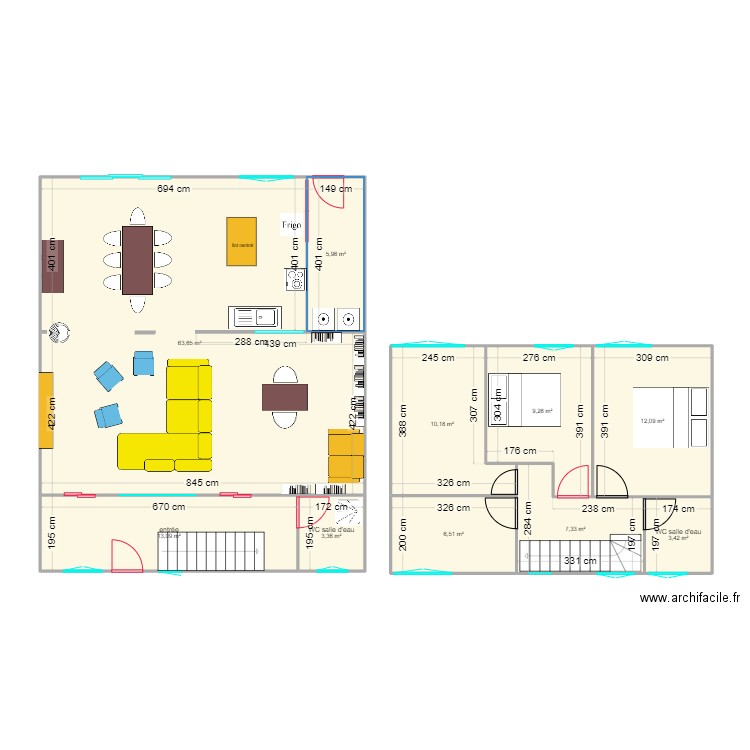 Projet Maison. Plan de 10 pièces et 135 m2