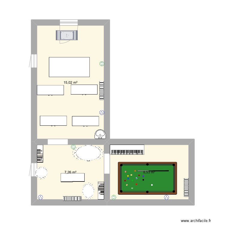 Bibliothèque, travail à bethel. Plan de 3 pièces et 31 m2