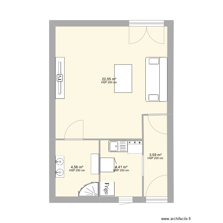 Plan BC1 . Plan de 4 pièces et 35 m2