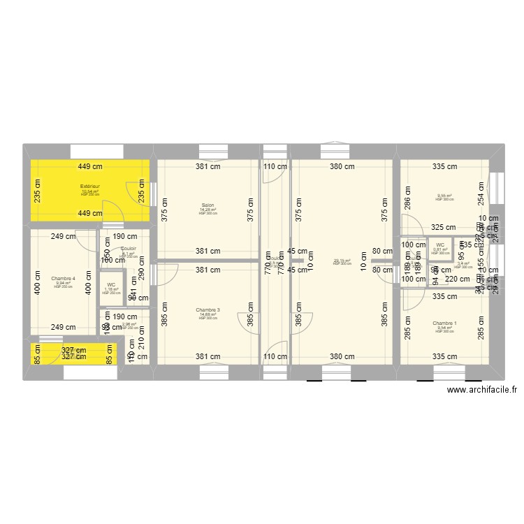 La caille. Plan de 17 pièces et 123 m2