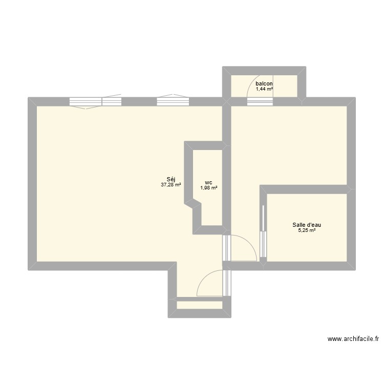 romagny. Plan de 4 pièces et 46 m2